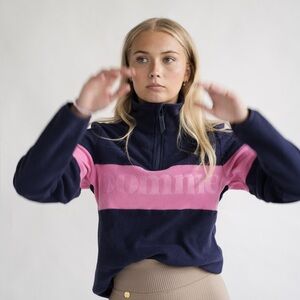 Pomme Equestrian, Fleece Riding Top, Navy and Pink